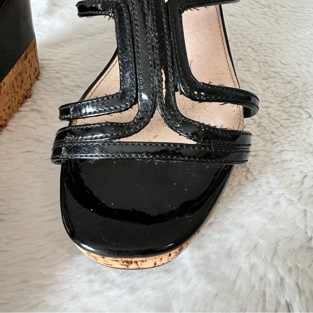 PRADA 35.5 Black Patent Leather Cage Espadrilles 5.5 6
